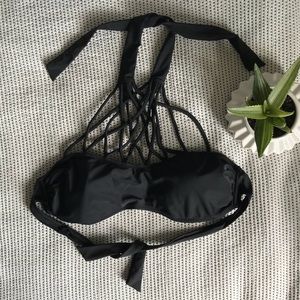 Strappy High Neck Swim Top Black L